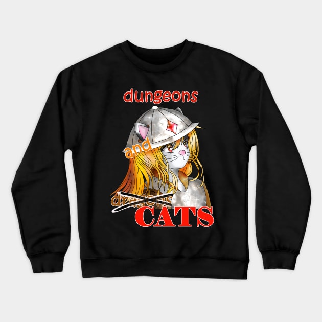 dungeons and dragons cat in shining armor Crewneck Sweatshirt by cuisinecat